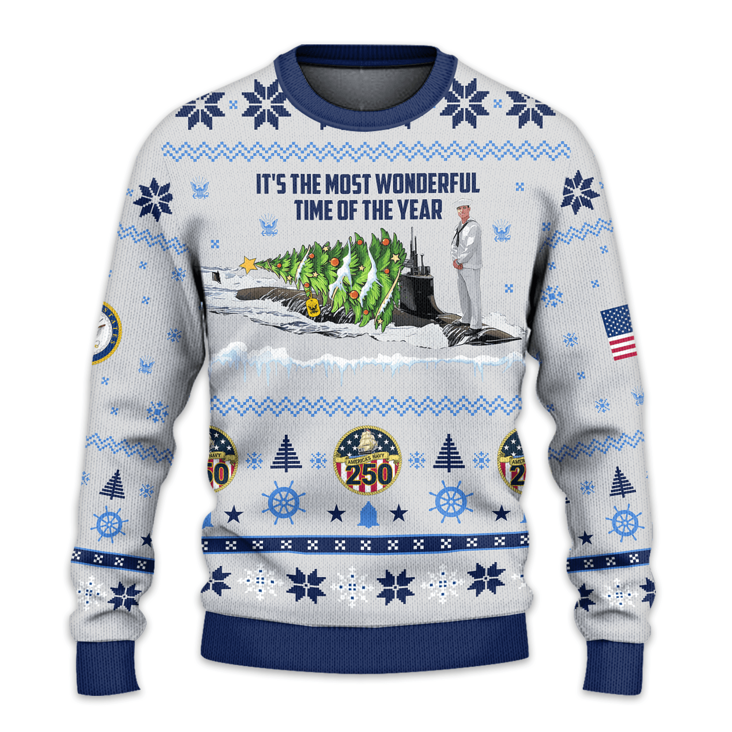 US NAVY 250th Years Of Service All-over Sweater