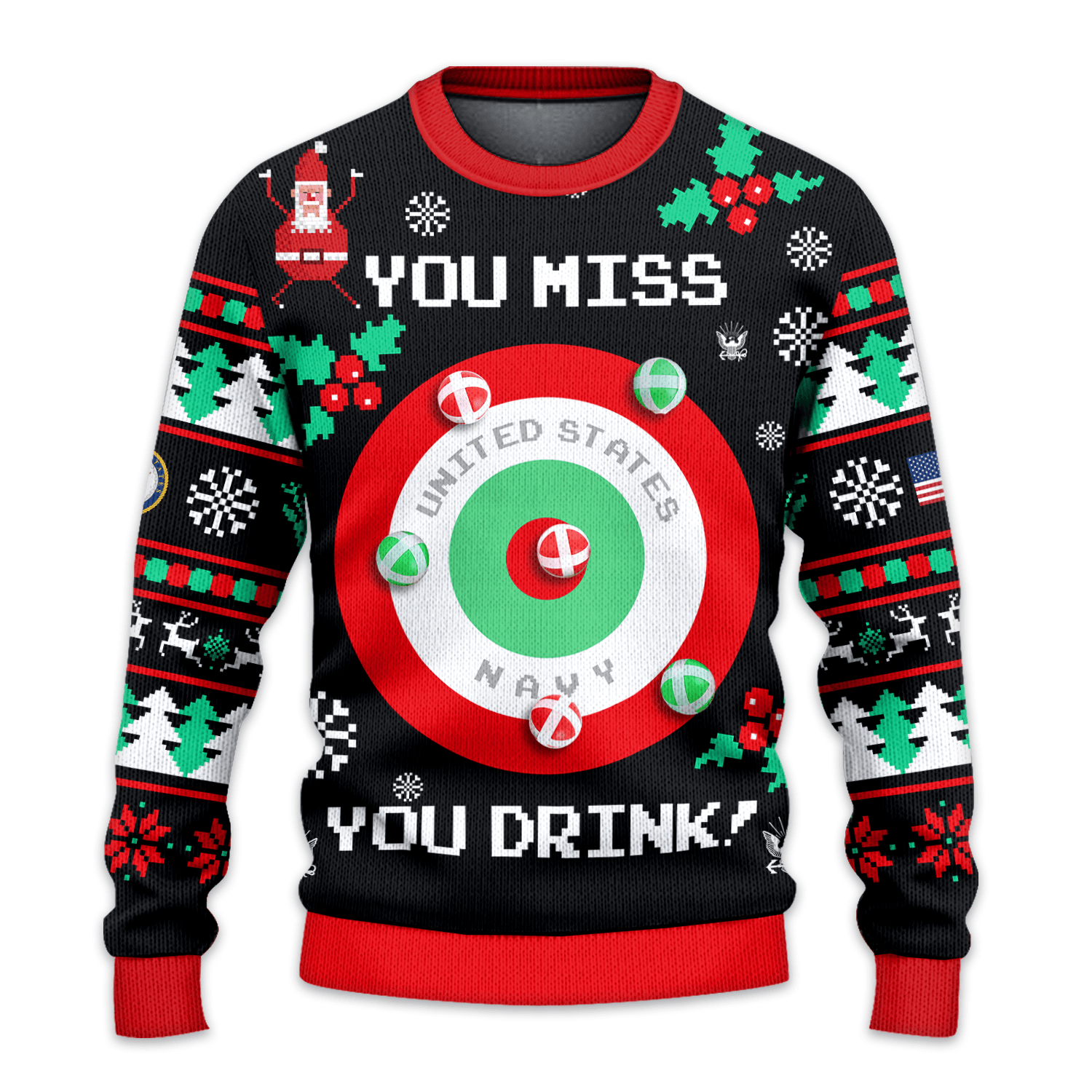 US NAVY Drinking Game Ugly Christmas All-over-print Sweater