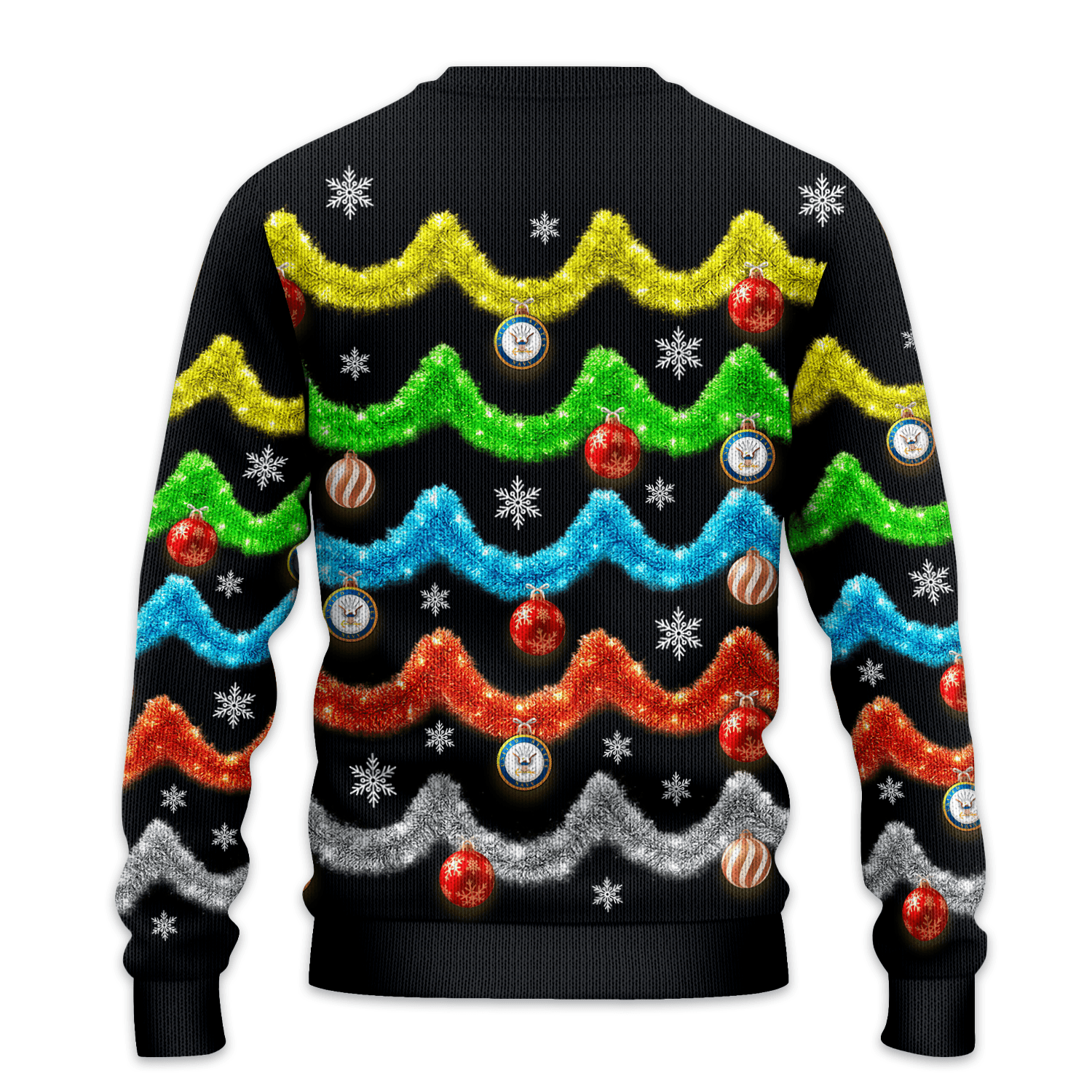 US NAVY Tinsel Garland Ugly Christmas All-over-print Sweater