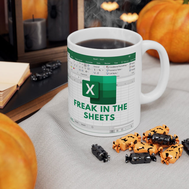 Freak In The Sheets Excel Coffee Mug, Accounting Office Boss Coworker Gift Idea, Great Gift for Accountant