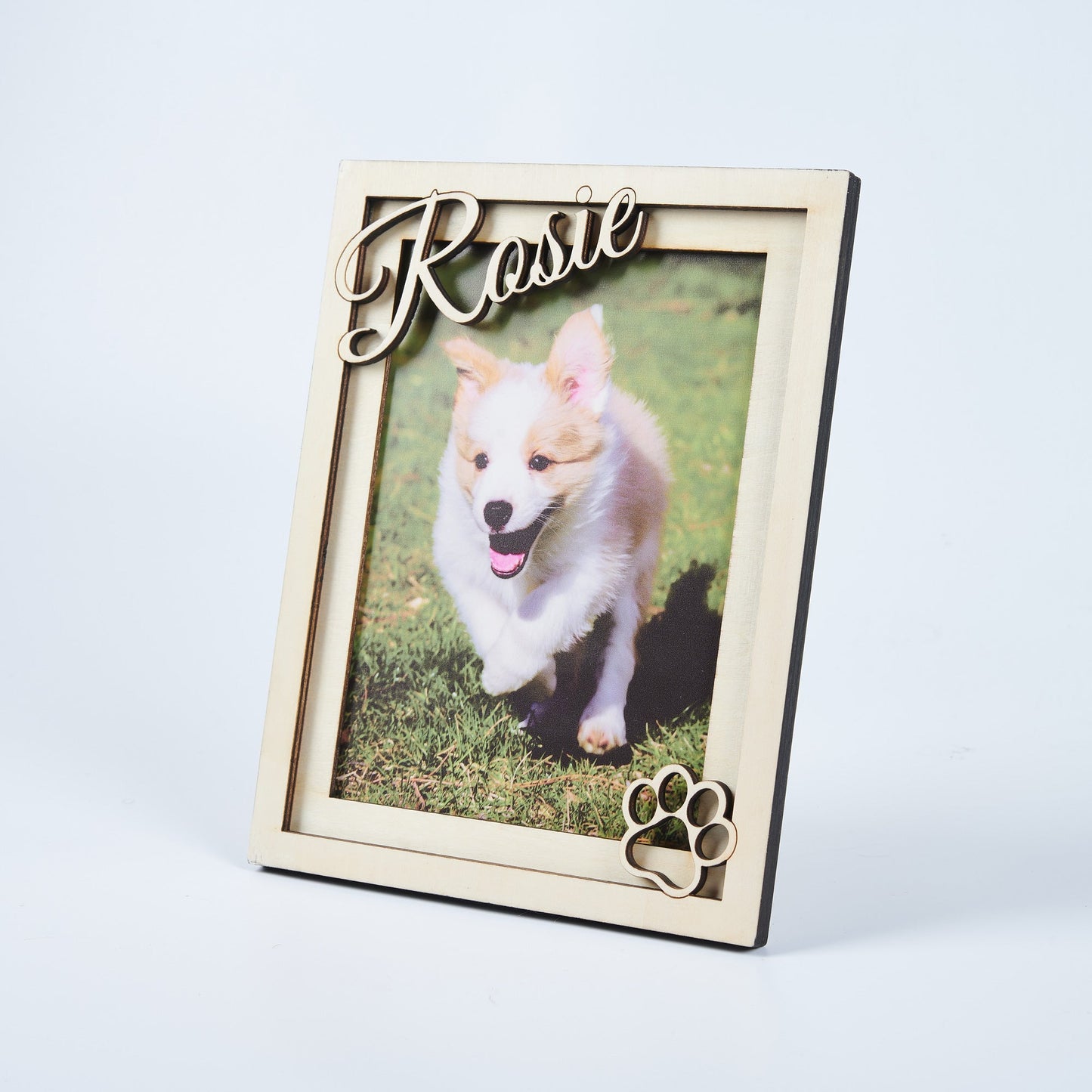 Personalized Wooden Photo Frame for Dog Lover, Dog Picture Printed Frame With Custom Name, Dog Lost Gift, Dog Memorial Frame