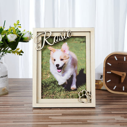 Personalized Wooden Photo Frame for Dog Lover, Dog Picture Printed Frame With Custom Name, Dog Lost Gift, Dog Memorial Frame