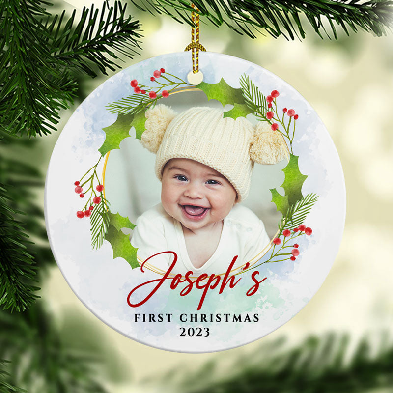 Baby's First Christmas, Personalized Christmas Ornaments, Custom Photo Gift